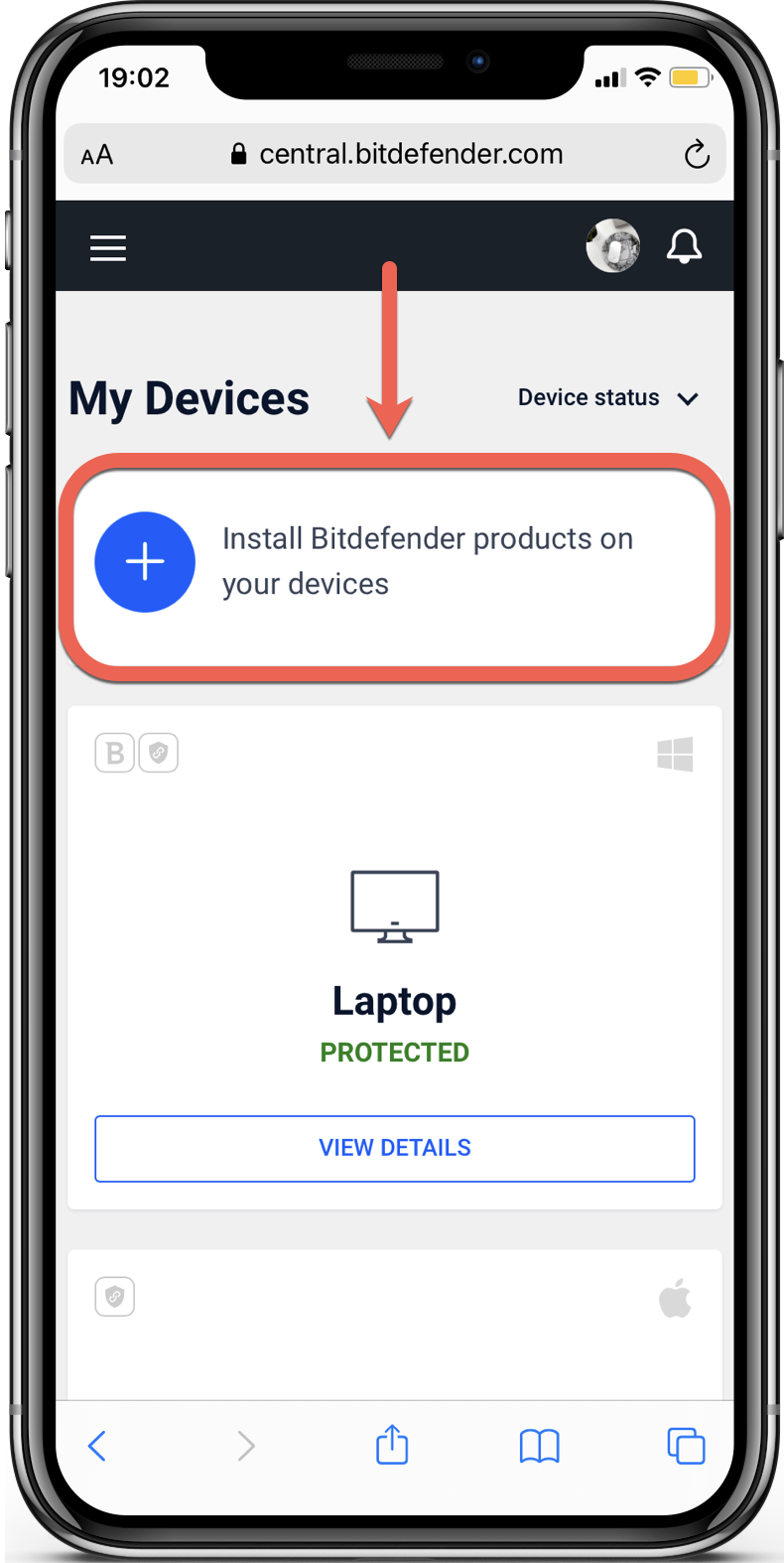 Instalarea Bitdefender Mobile Security pe iOS prin Bitdefender Central