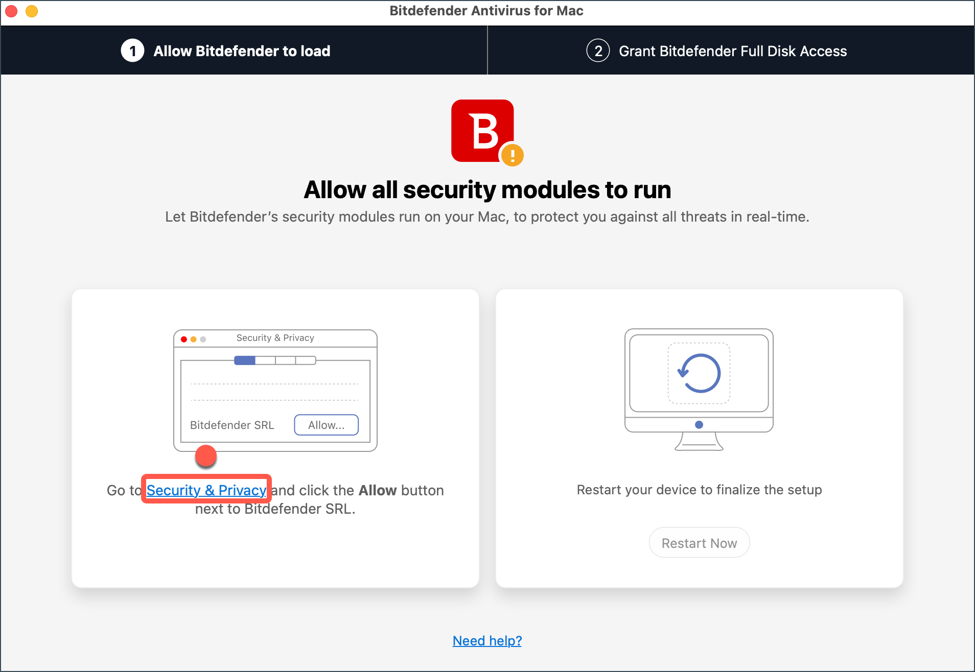 Instalarea Bitdefender Antivirus for mac - Securitate si intimitate