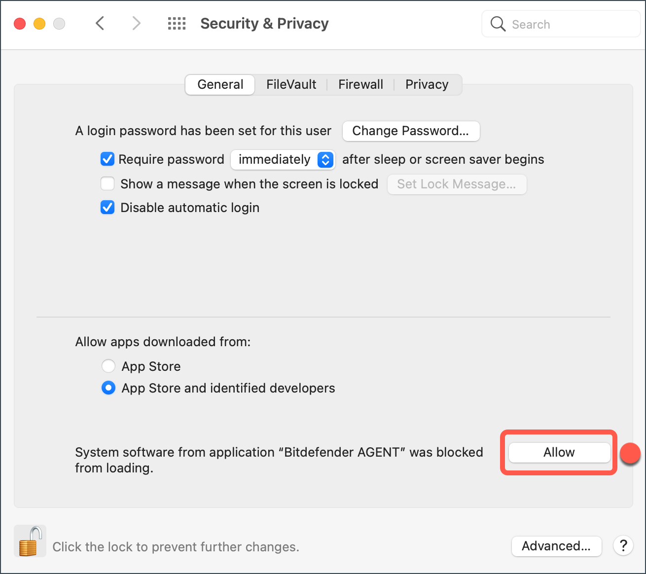 Instalarea Bitdefender Antivirus for mac - Permite