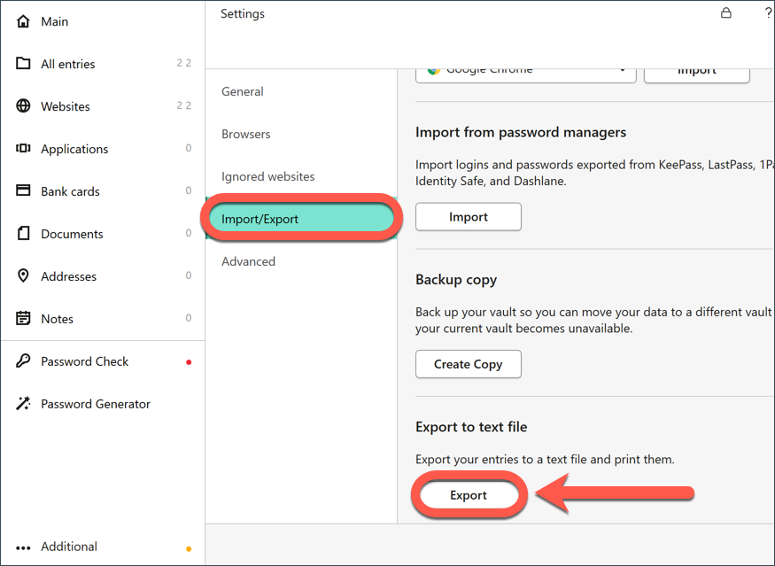 Transfer date din Kaspersky către Bitdefender Password Manager - pasul 4