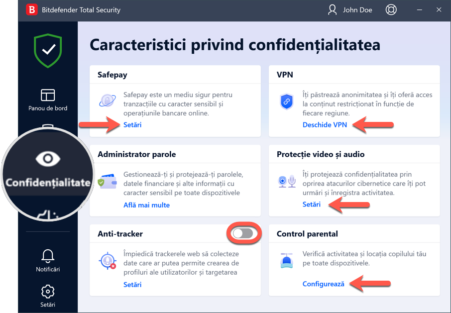 Cum se poate dezactiva Bitdefender - Confidentialitate