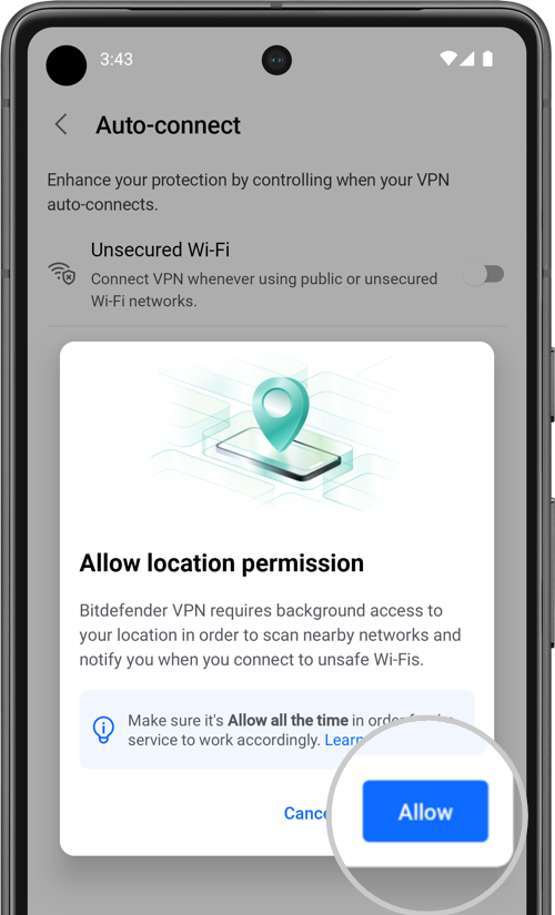 Wi-Fi nesecurizat > Permite