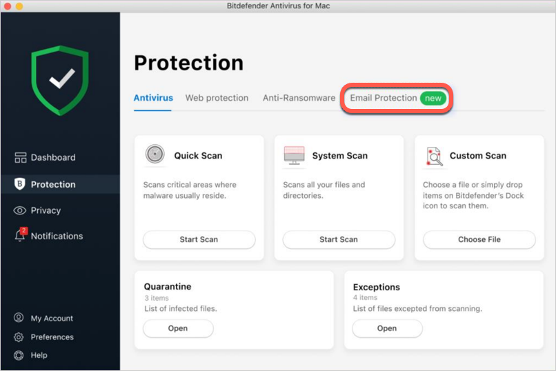 Protecție pentru e-mail - Mac